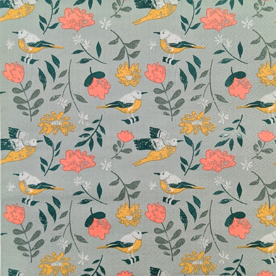 Bluebell and Lark - Wholesale Disposable Napkin - Birds And Flowers Paper Napkins1
