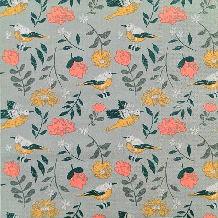 Bluebell and Lark - Wholesale Disposable Napkin - Birds And Flowers Paper Napkins1