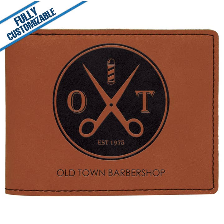 GiftWorksPlus - Wholesale Wallet - Men's - Engraved Leatherette Bifold Wallet - Fully Customizable1