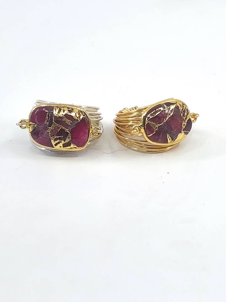 Anillo Torrey en cobre y turquesa de Mojave rojo, relleno de oro de 14 k y plata de ley para venta al por mayor de A Blonde and Her Bag