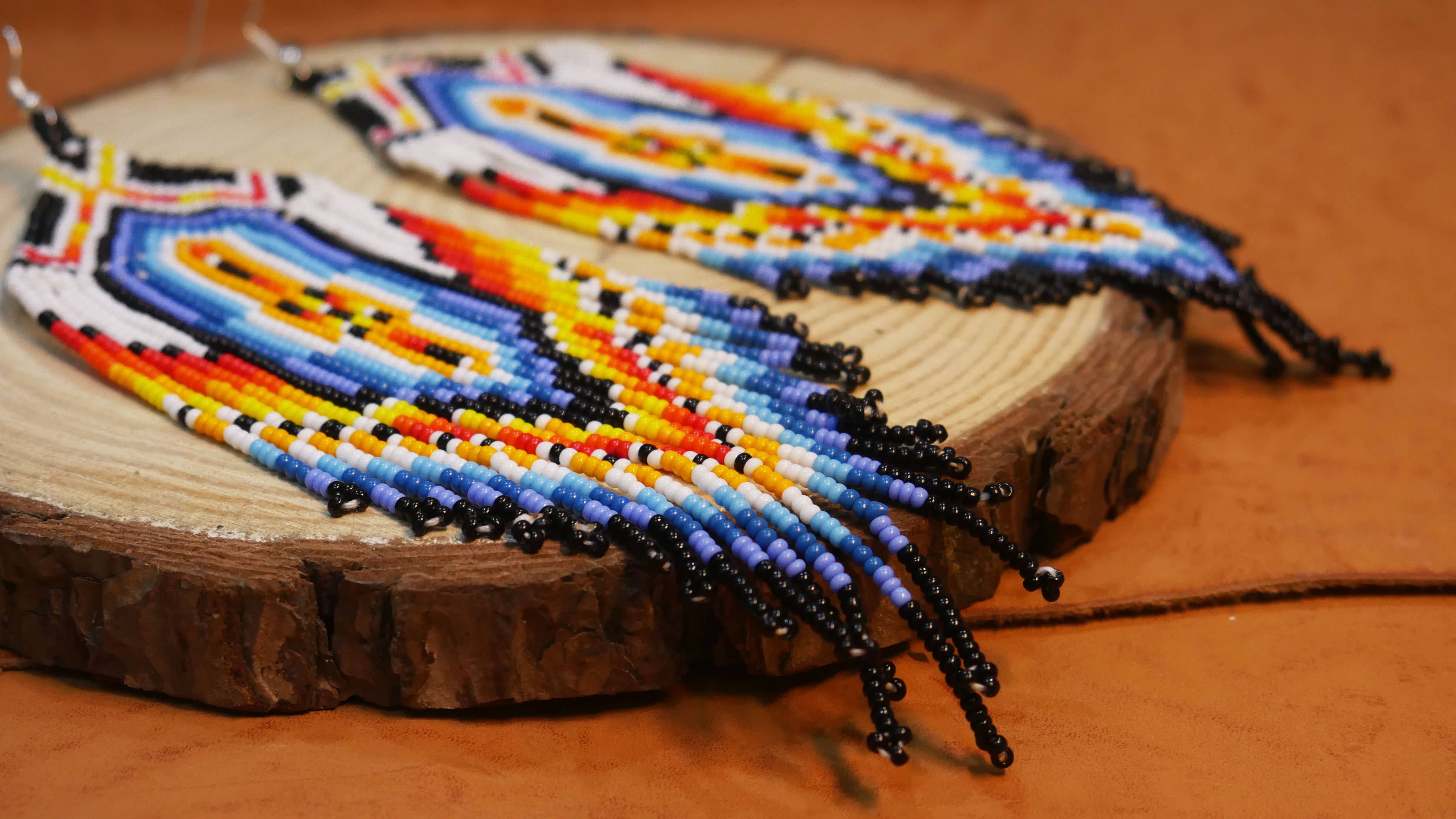 KANGURAH - Wholesale Tassel Earrings - Turquoise Handmade Native American Tribal Beaded Earring1