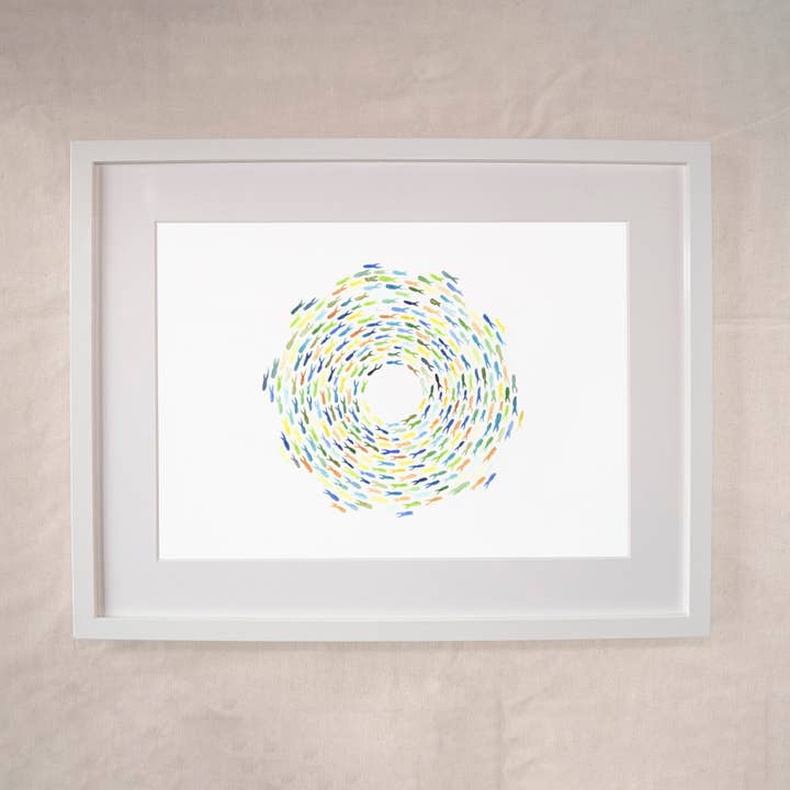 Infinity Shoal III – Colourful School of Fish Art Print for wholesale by Hattie Buckwell