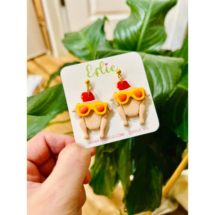 Eflie - Vendita all'ingrosso Orecchini pendenti - Divertenti orecchini pendenti ispirati a Thanksgiving Turkey Friends1