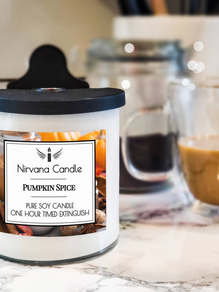 Pumpkin Spice Self-Extinguishing Candle for wholesale by Nirvana Candle