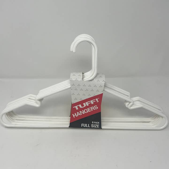 USA HomeMax - Wholesale Clothes Hangers - 6pk White Plastic Hangers1
