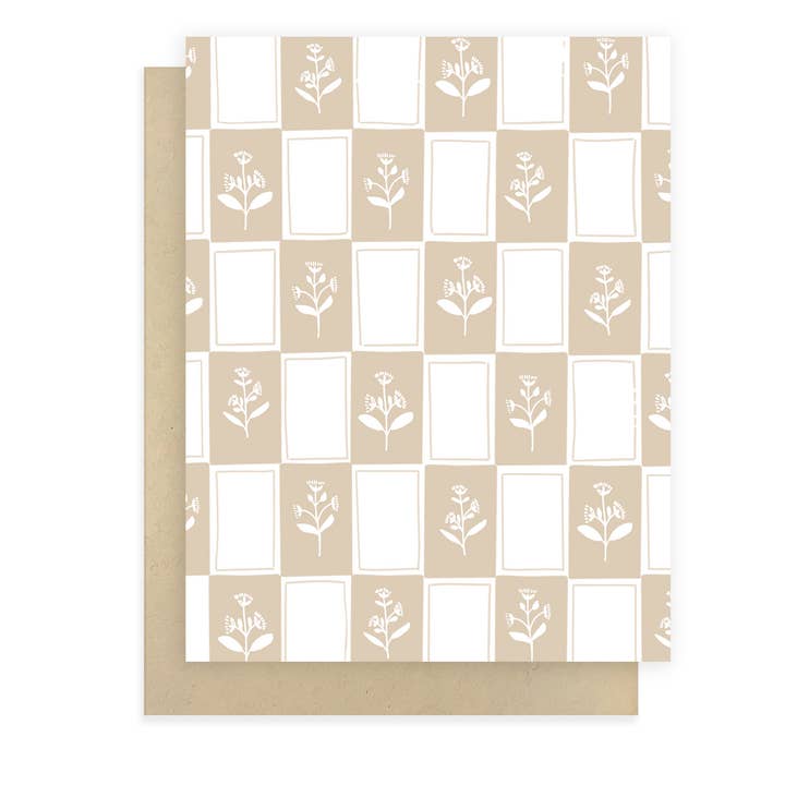 Blokprint Bloemen Ruitkaart - Cottagecore Klaprozen voor wholesale door Instead of Ashes