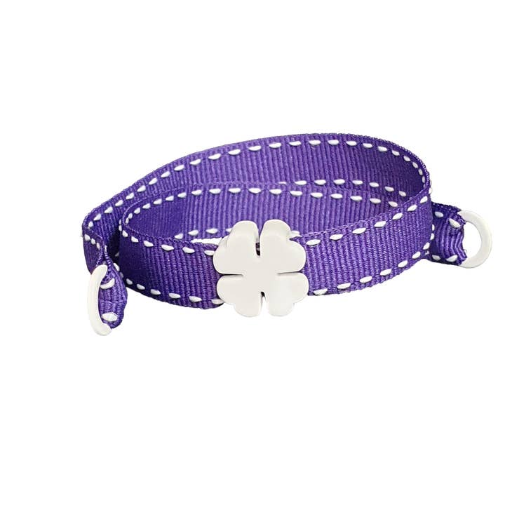 PURPLE WHITE FOUR-LEAF CLOVER BRACELET for wholesale by Smartever Srl