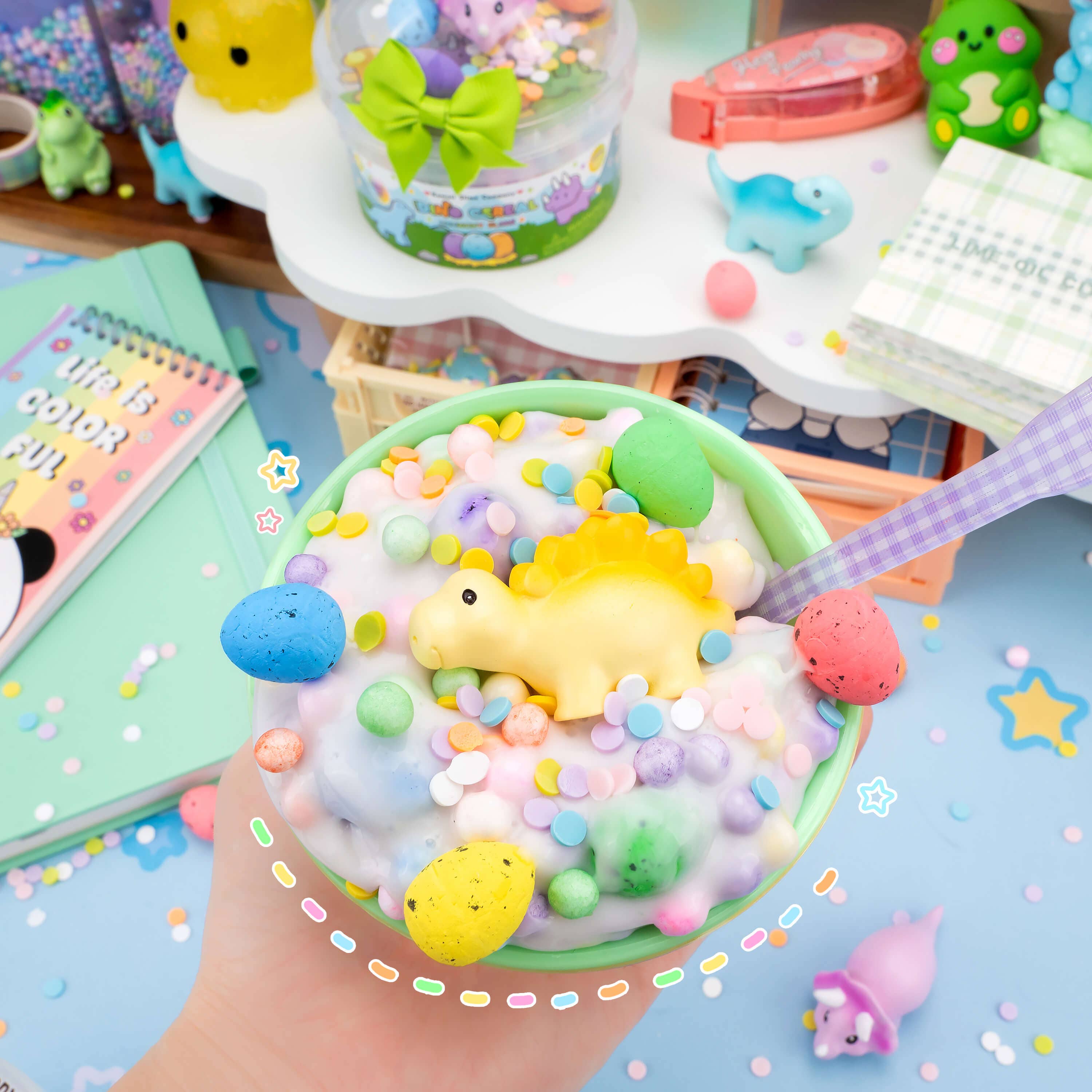 Kawaii Slime Company – wholesale Putty/slime – Child – Dino Cereal Crunchy Slime (4pcs/case)3