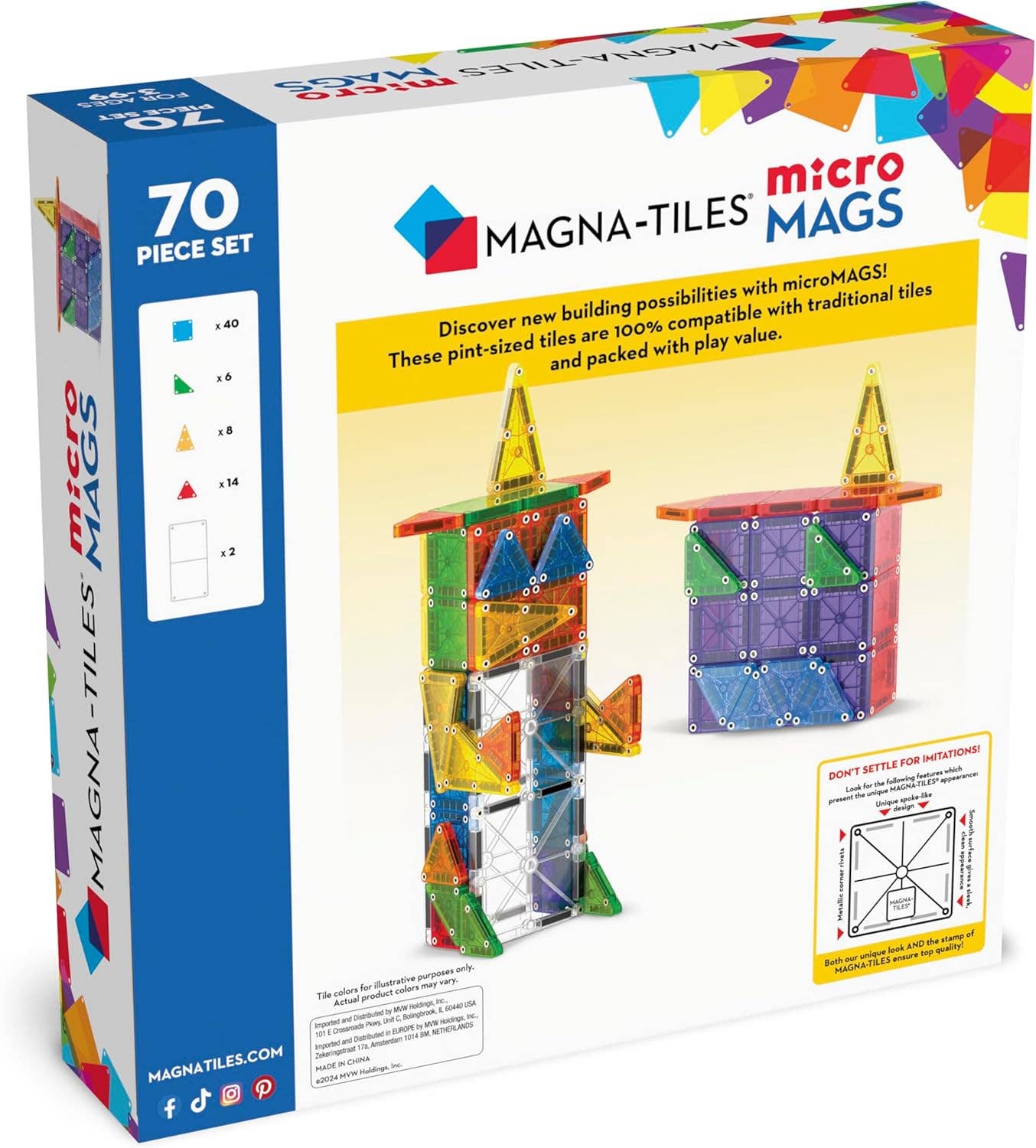Magna-Tiles - Wholesale Building Set - Kids - Magna-Tiles MicroMAGS 70-Piece Deluxe Set3