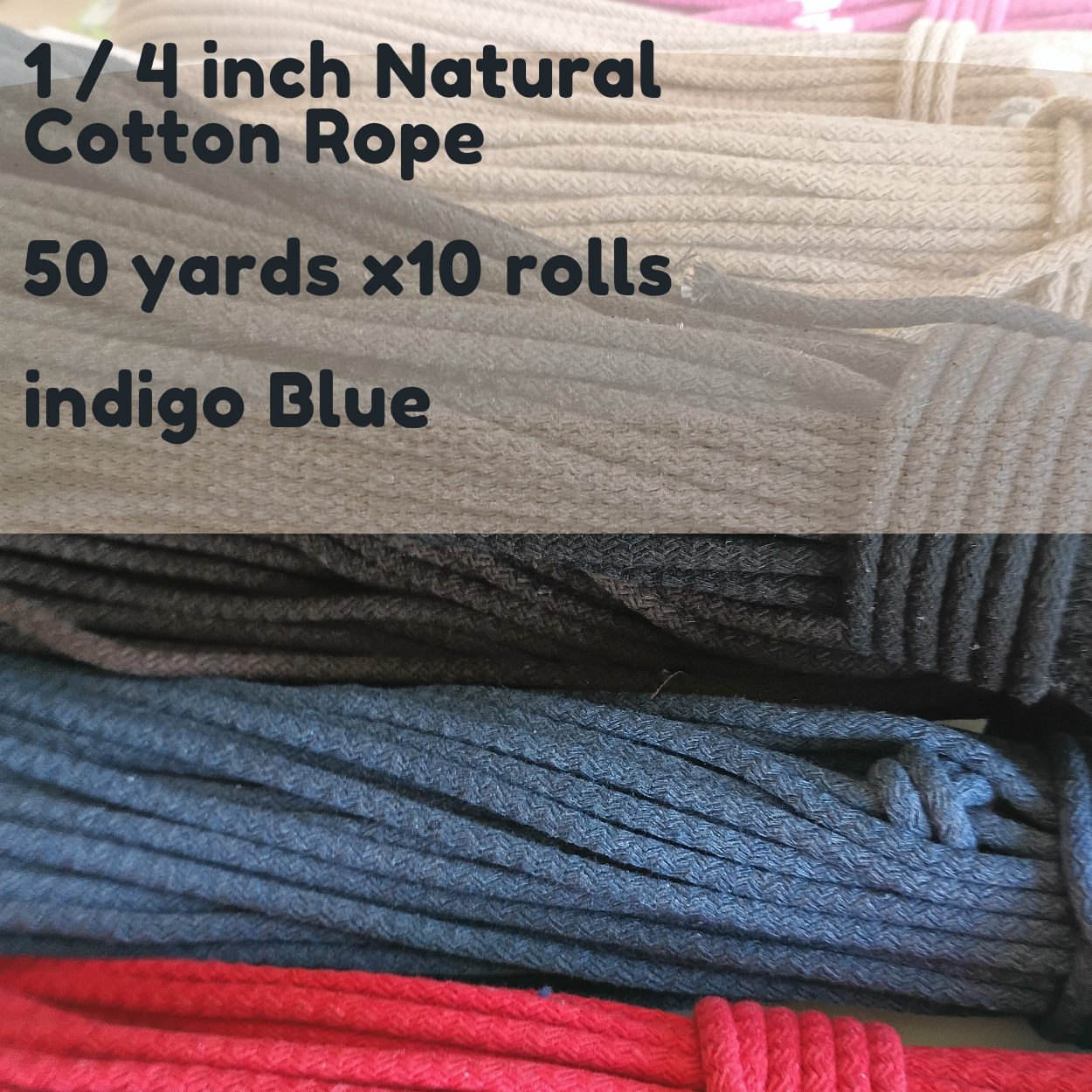 Dream Trimming Goods LLC - Wholesale Craft Supplies - indigo Blue Cotton Rope 1/4' inch x 500 Yrd –Braided Macrame6