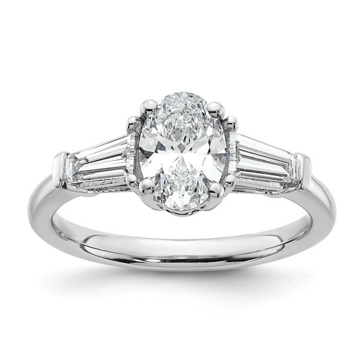 Lab Grown Diamond Oval and Baguette 3-Stone Ring for wholesale by Fine Diamond