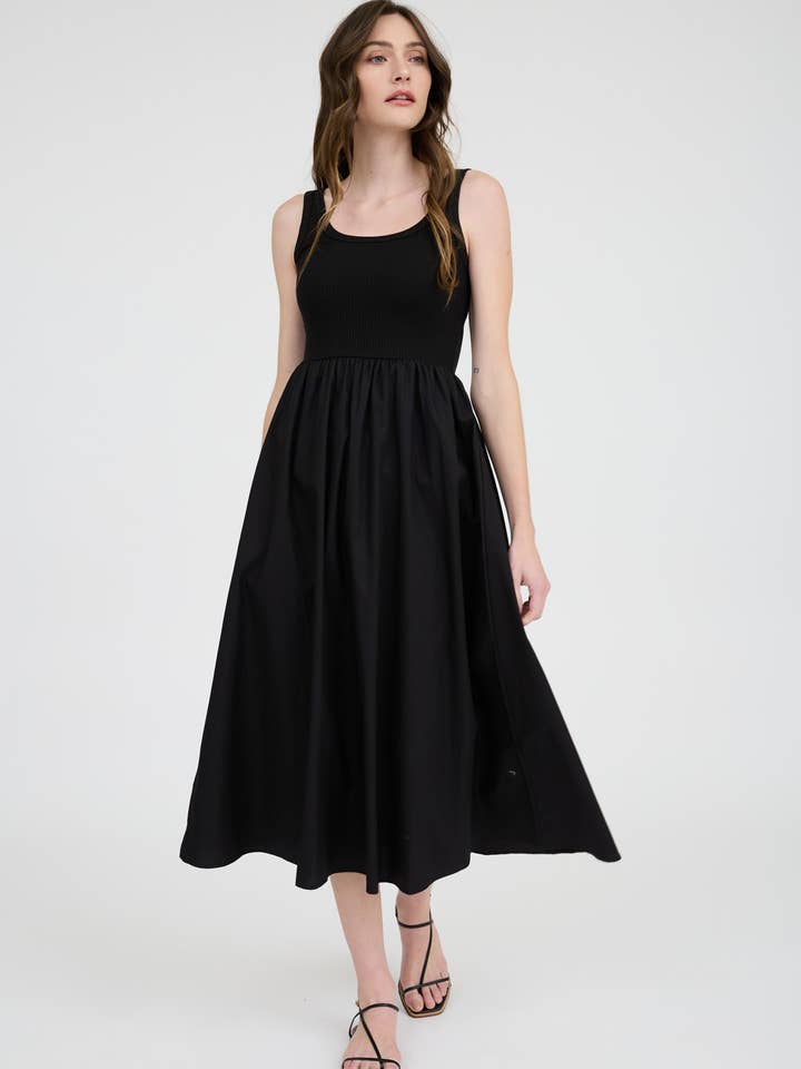 Blu Pepper - Wholesale Dress - Women's - MIX MEDIA TANK MIDI DRESS