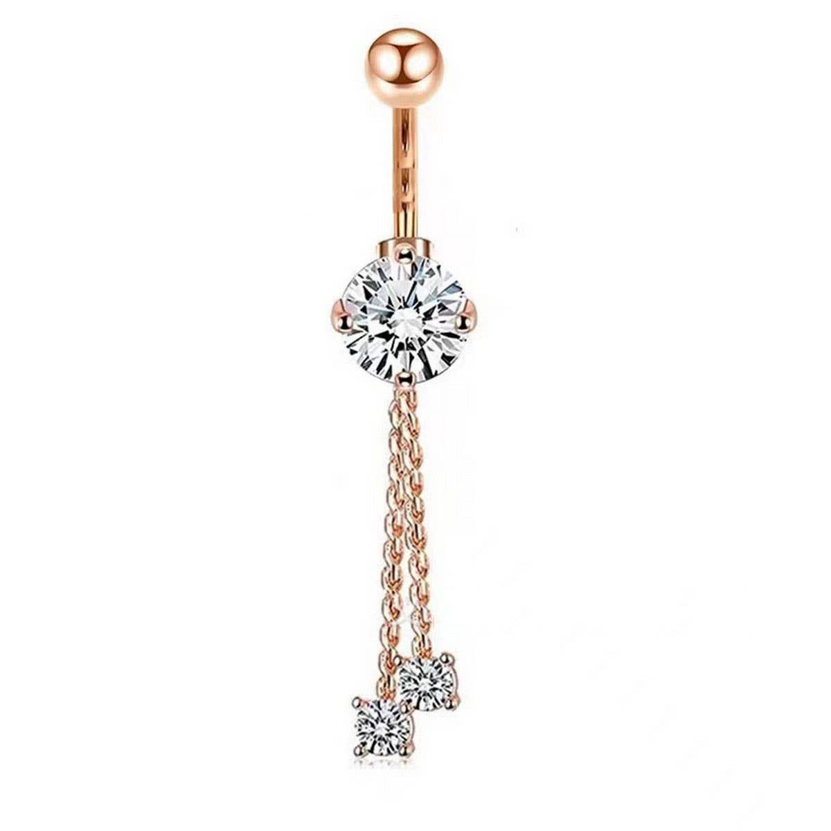 ACCITY - Wholesale Belly Ring - Long Chain CZ Belly Ring with Copper Piercing_CWMM92322
