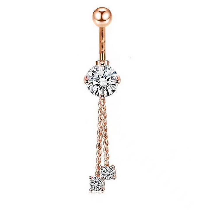 ACCITY - Wholesale Belly Ring - Long Chain CZ Belly Ring with Copper Piercing_CWMM92322