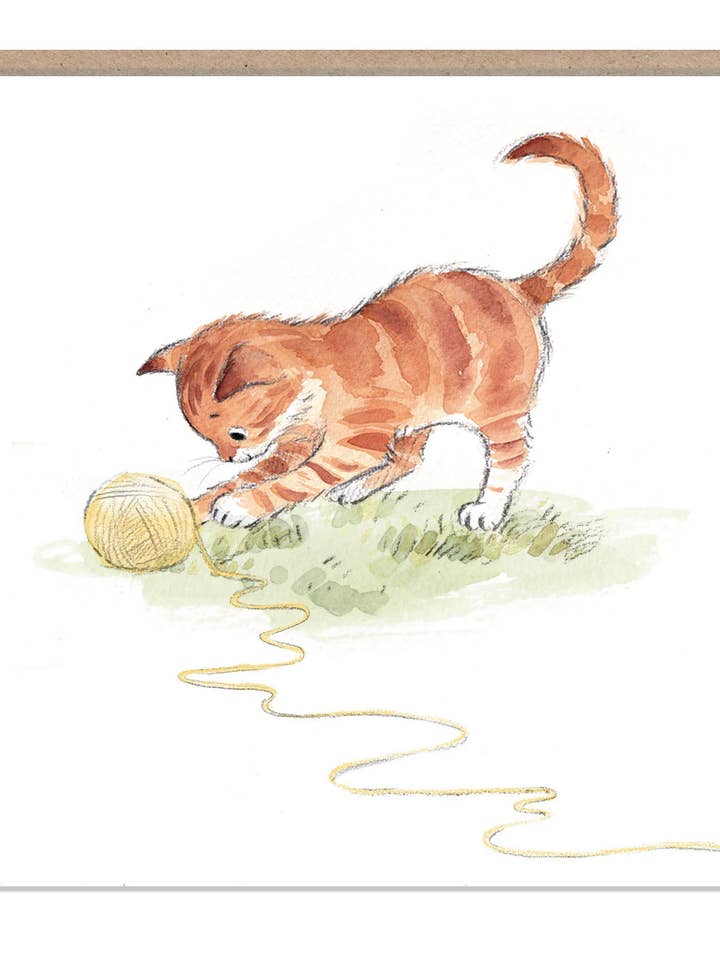 Cute Cat Card - Katt med ull för wholesale av Paper Shed Design Ltd