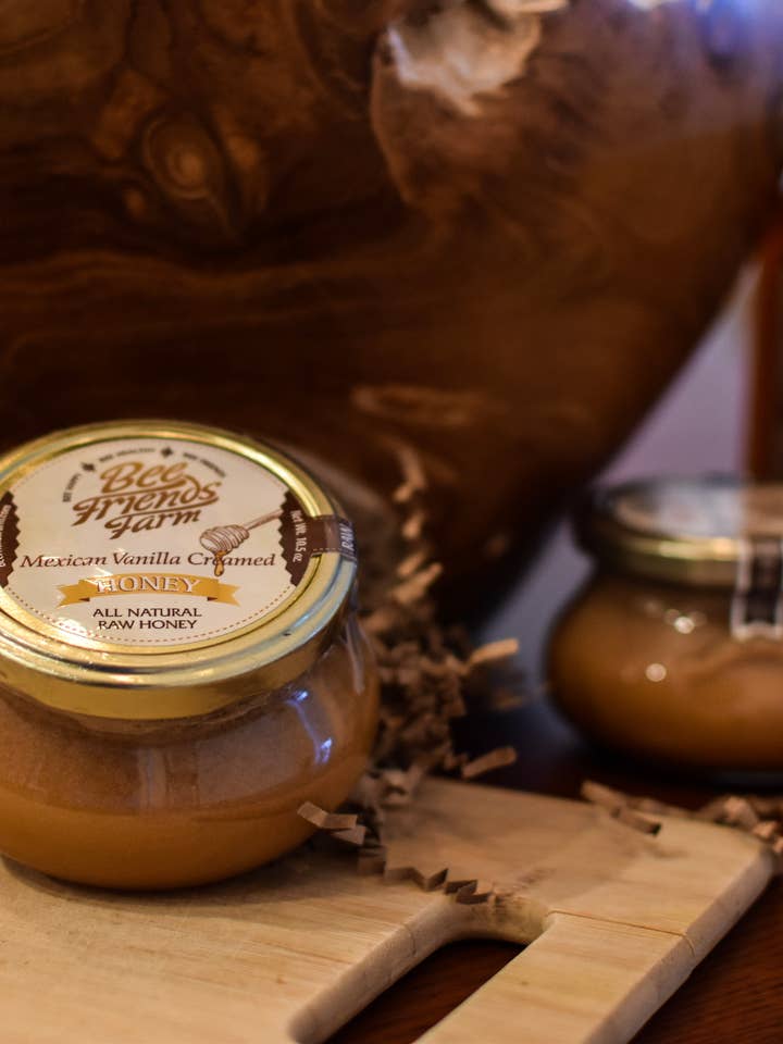 Mexican Vanilla Creamed Honey for wholesale by Bee Friends Farm
