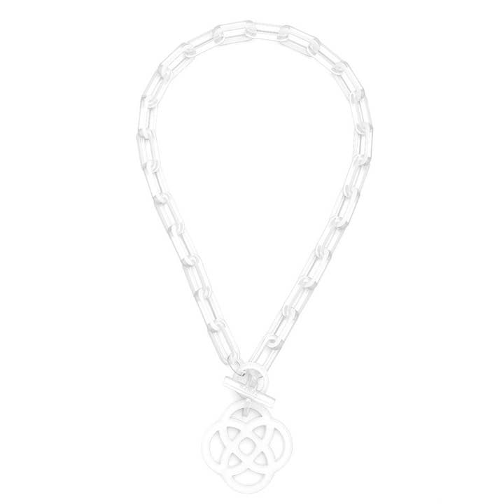 ZENZII Jewelry - Wholesale Pendant/Charm Necklace - Resin Quatrefoil Link Collar Necklace15