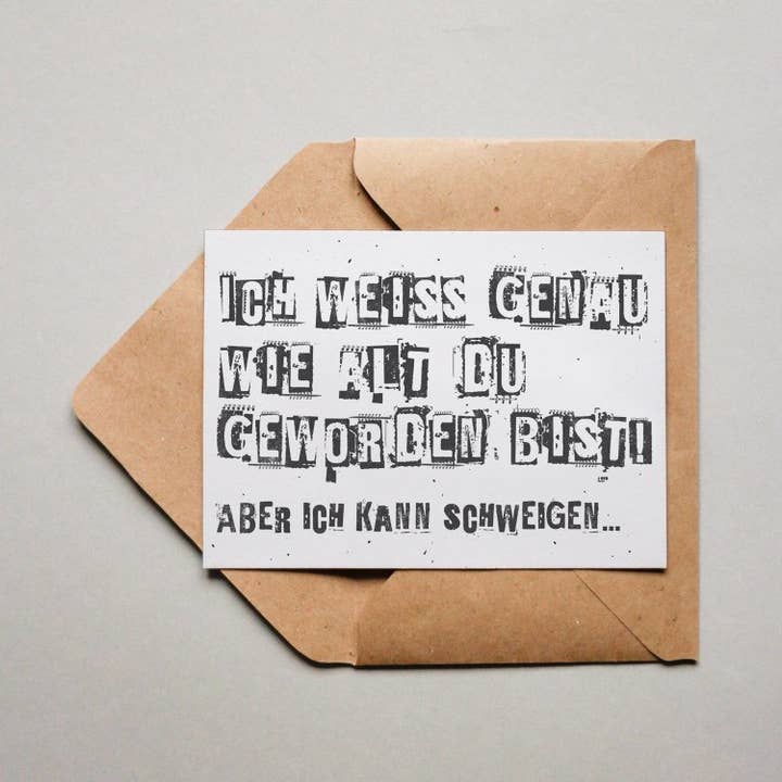 Postkaart 'Ik weet precies hoe oud je bent... ' voor wholesale door Fünf vor Zehn