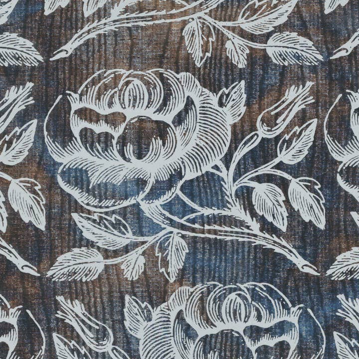 Metallic Silver White Floral Vintage Paper for wholesale by Yozo Studio