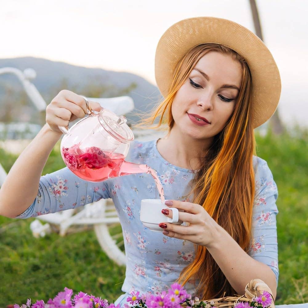 VIGOR – wholesale Tekanna – Värmebeständig borosilikatglas tekanna Blommande och Lös3