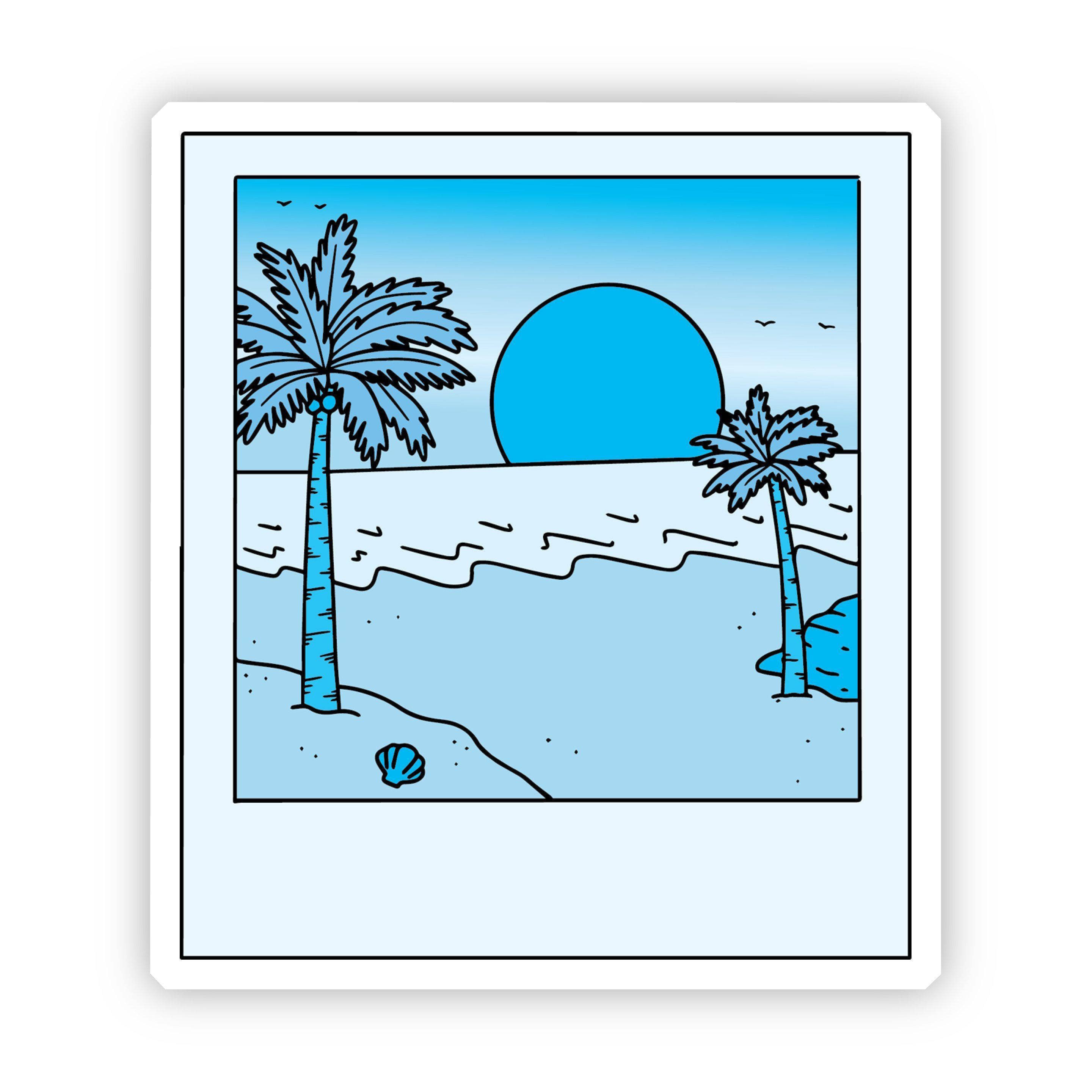 Wholesale Sunset Polaroid Blue Aesthetic Sticker for your store - Faire