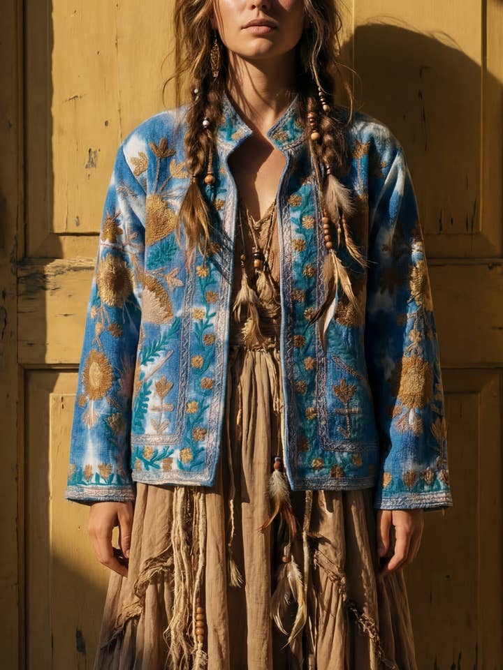 Tie-Dye Suzani Embroidered Cotton Jacket - Pack of 5 for wholesale by Humanity Centred Designs