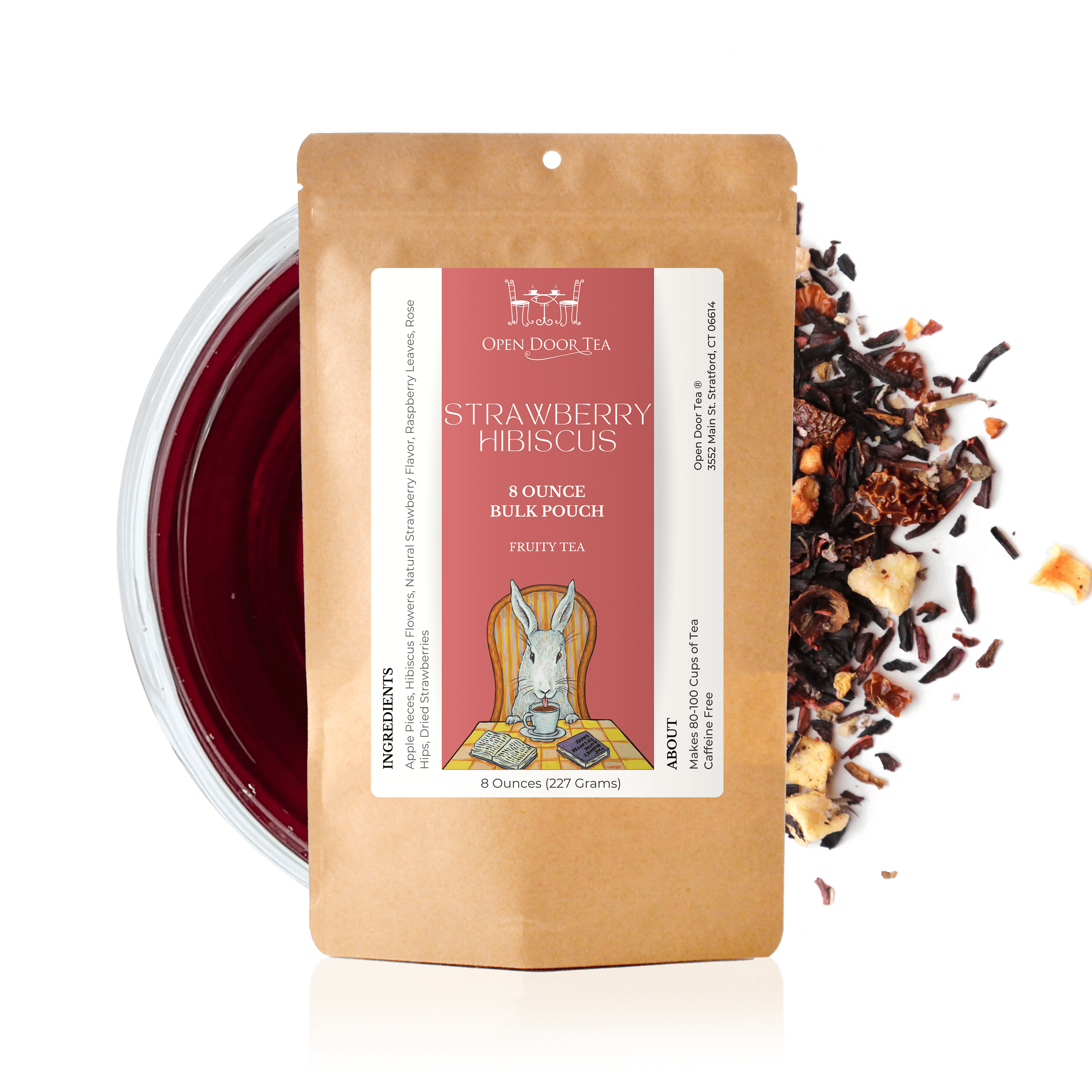 Open Door Tea - Wholesale Loose Tea - Strawberry Hibiscus | Herbal, Fun & Vibrant Tea 6