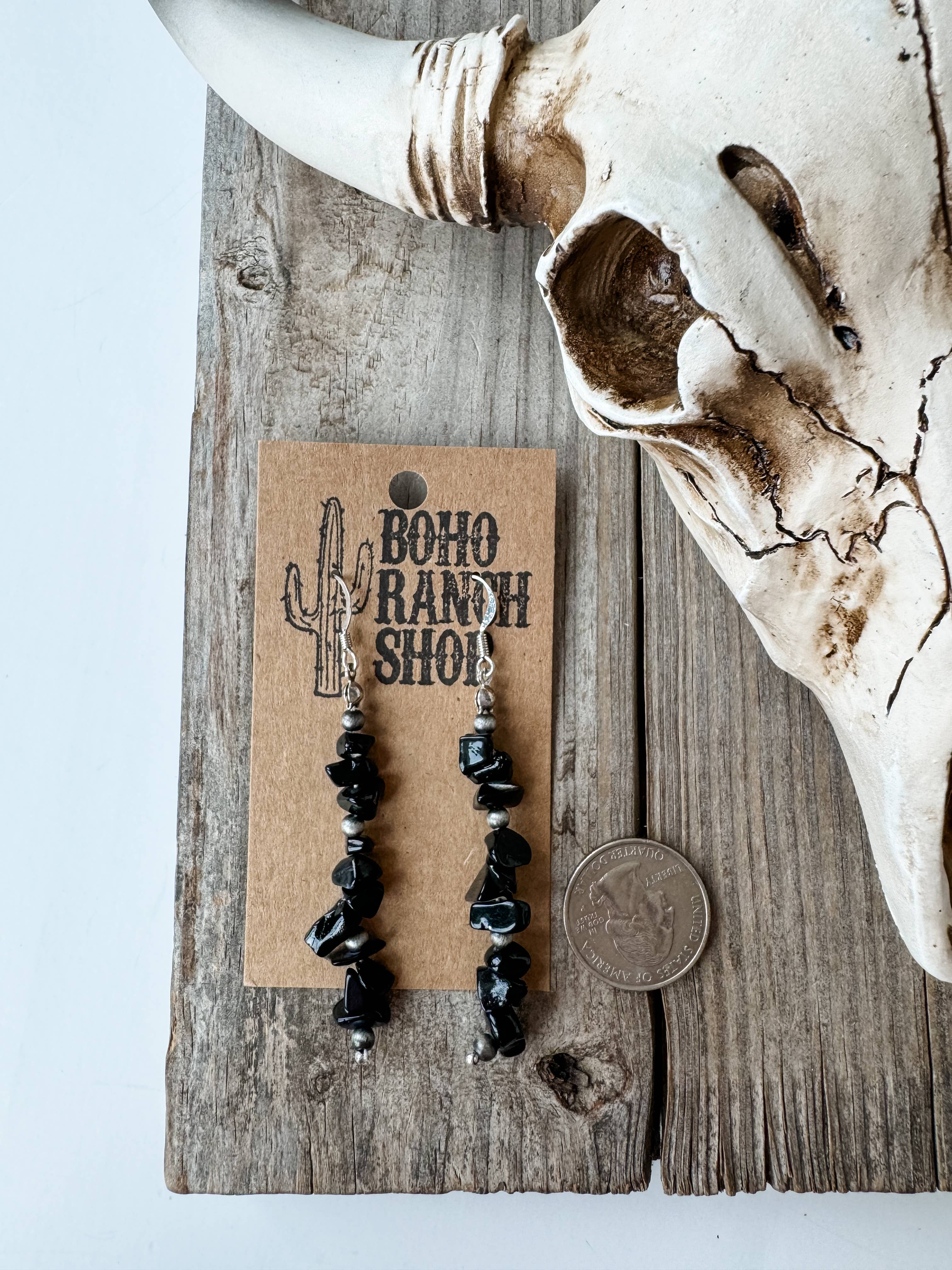 Boho Ranch Shop - Vente Boucles d'oreilles pendantes - Boucles d'oreilles en pierre de puce occidentale Boucle d'oreille3