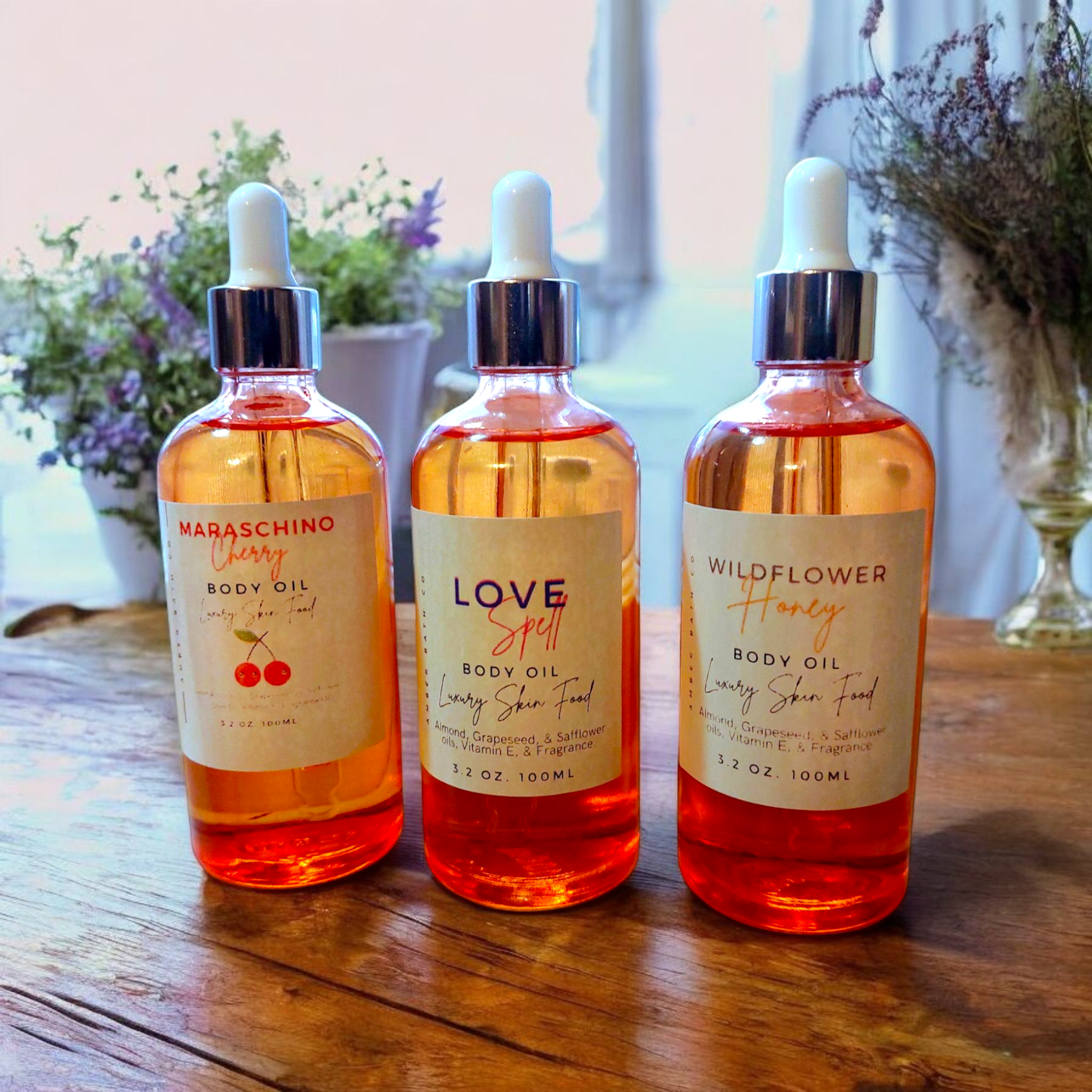 Amber Bath Co - Wholesale Bath/Body Oil - Scented Body Oil | 50 Scent Options | 3.2 oz.2