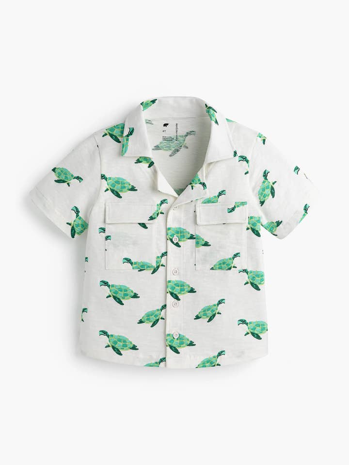 Toddler + Kid Camp Shirt_Sea Turtles for wholesale by Monica + Andy
