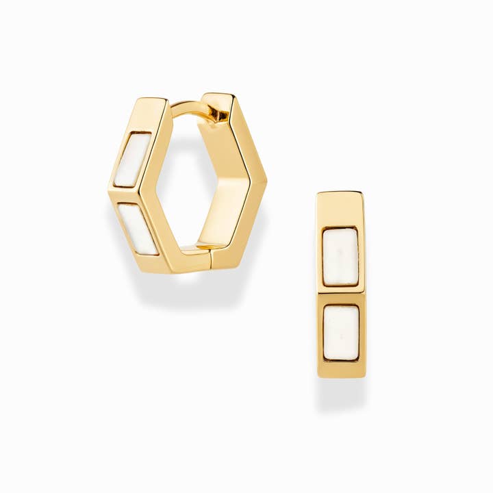 Mod + Jo – wholesale Huggieörhängen – Ari Inlay Hexagon Huggies2