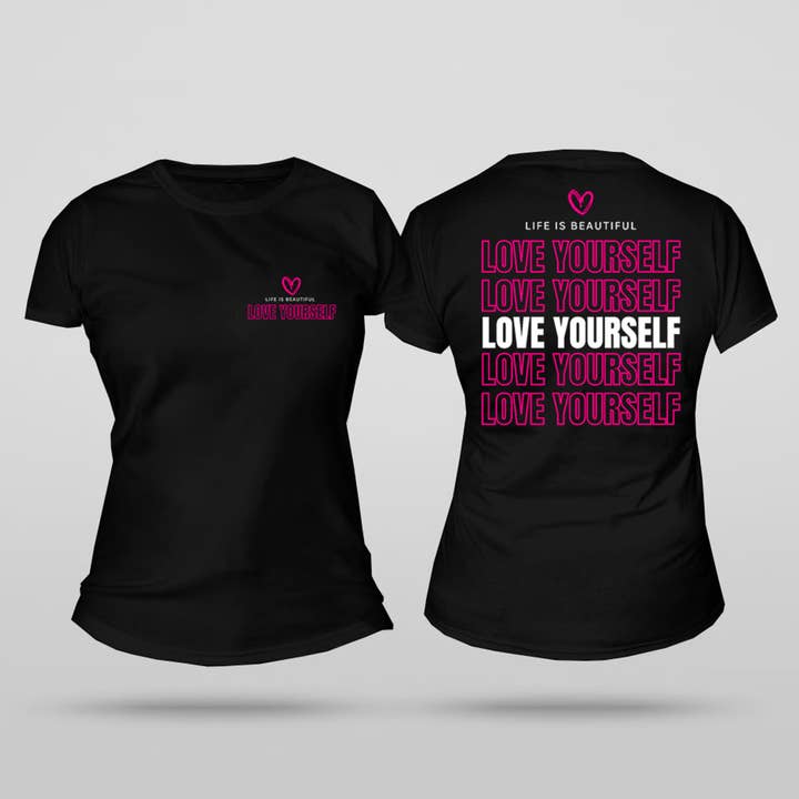 Live Fly Clothing – wholesale T-shirts med screentryck – Dam – Livet är vackert: Älska dig själv lounge-t-shirt0