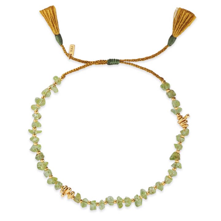 Bracelet en perles de péridot et vermeil doré pour la vente par Tai Jewelry