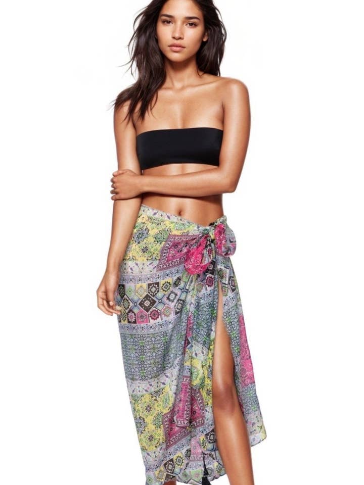 Multi Wear Coverup Sarong Wrap In Summer Bazaar Print for wholesale by Pool to Party