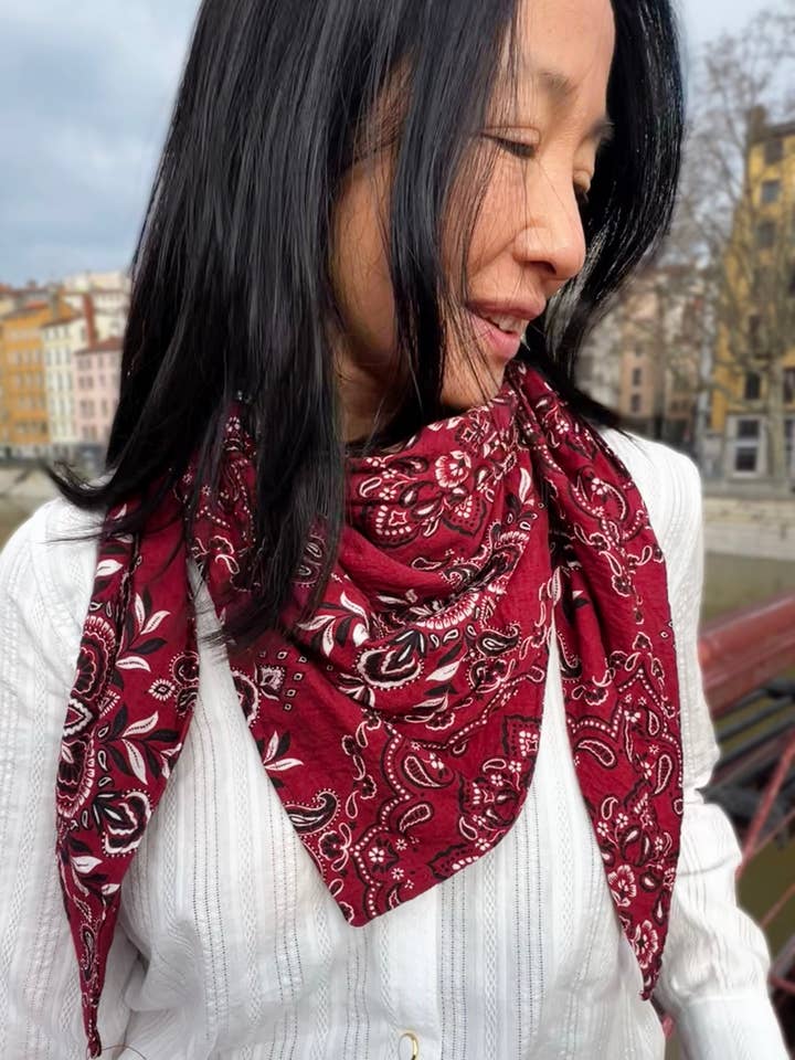 MY DRESS MADE - Wholesale T-Shirt - Women's - Scarlett bandana slub viscose fabric - printed in France9