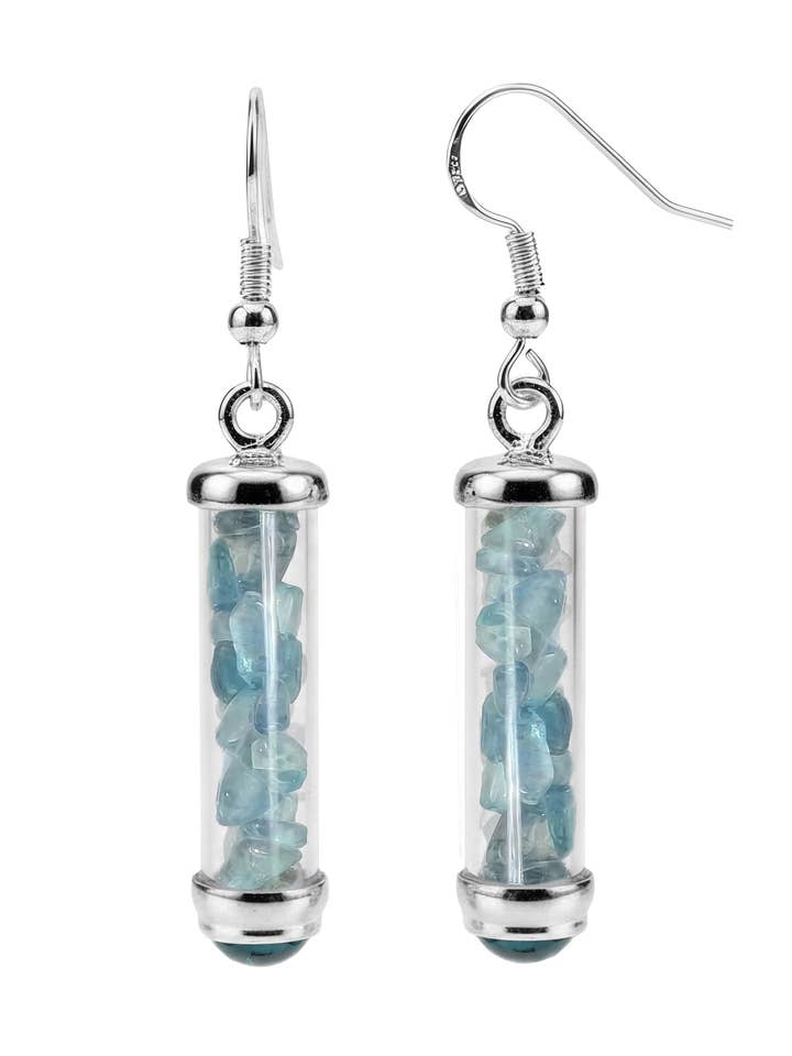 Blå Topas Vial Øreringe -Gem Power GPE05 for engroshandel hos Starlinks Gifts