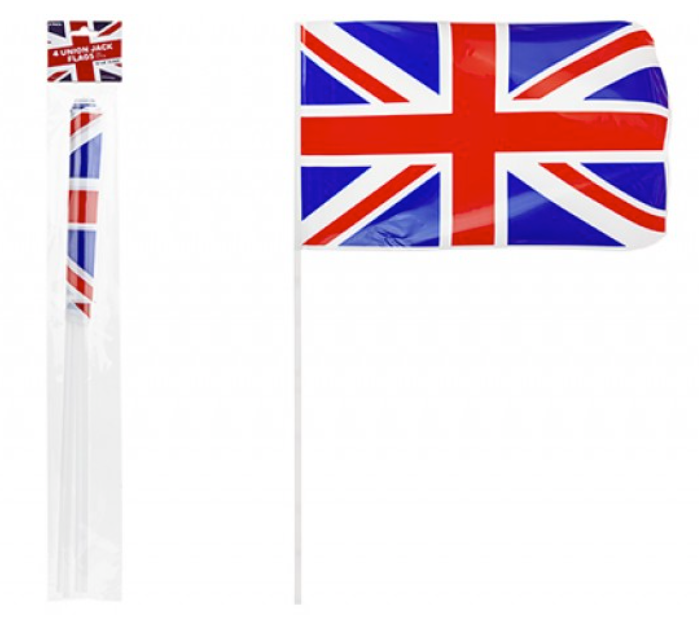 My Wholesale Warehouse – Großhandel Flagge – Union Jack Rechteckige Handflagge Union Jack, 30,5 x 20,3 cm, mit Stöcken, 4 Stück0