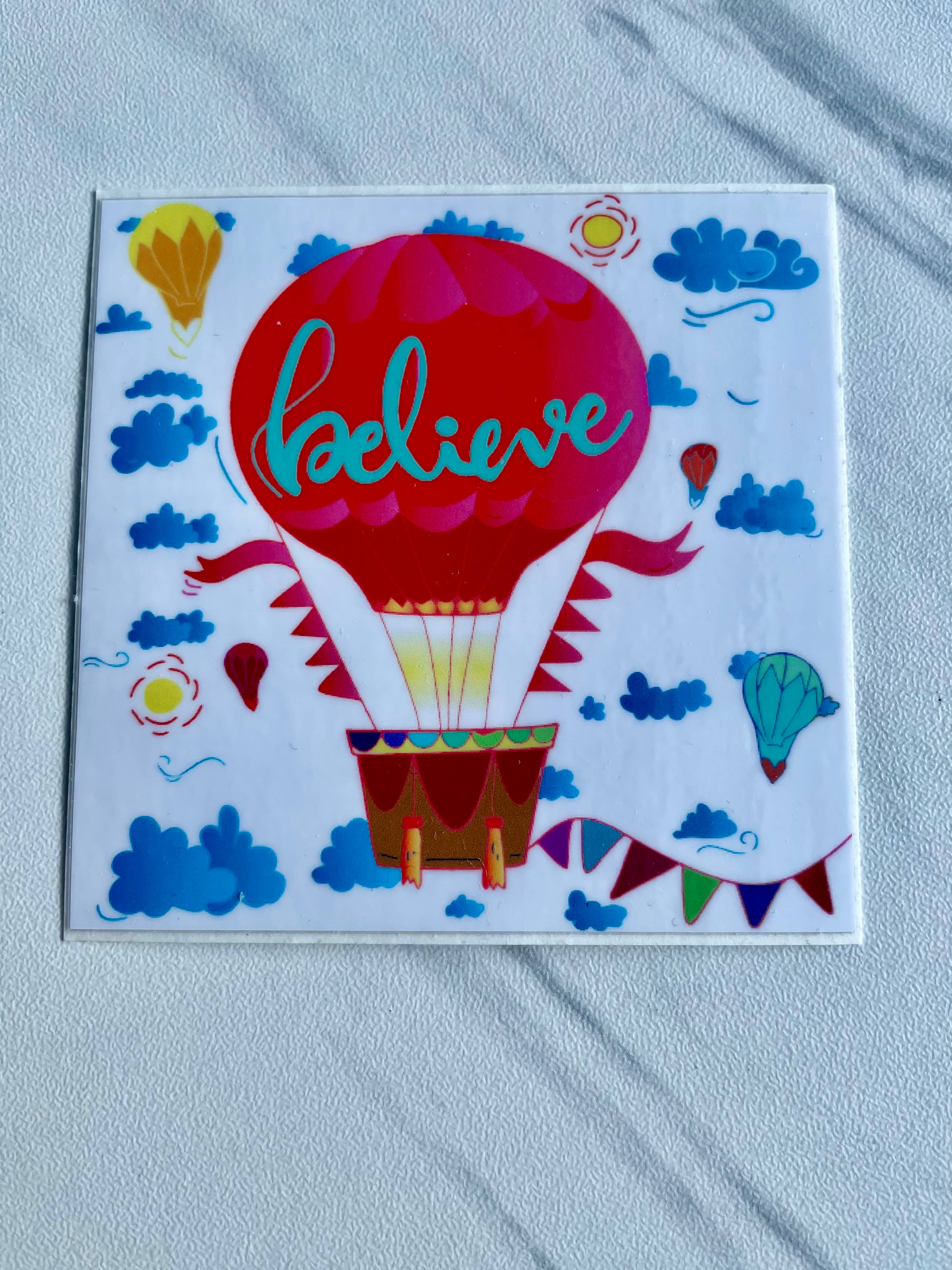 Denali & Co. - Wholesale Sticker - Believe Hot Air Balloon Motivational Sticker, 3” x 3”1