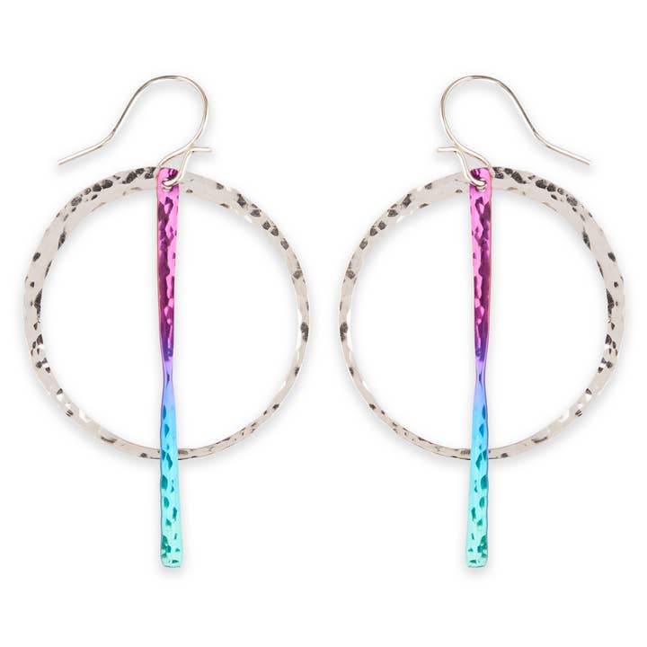 Boucle d'oreille Circle Paddle Wire pour la vente par Mark Steel Jewelry