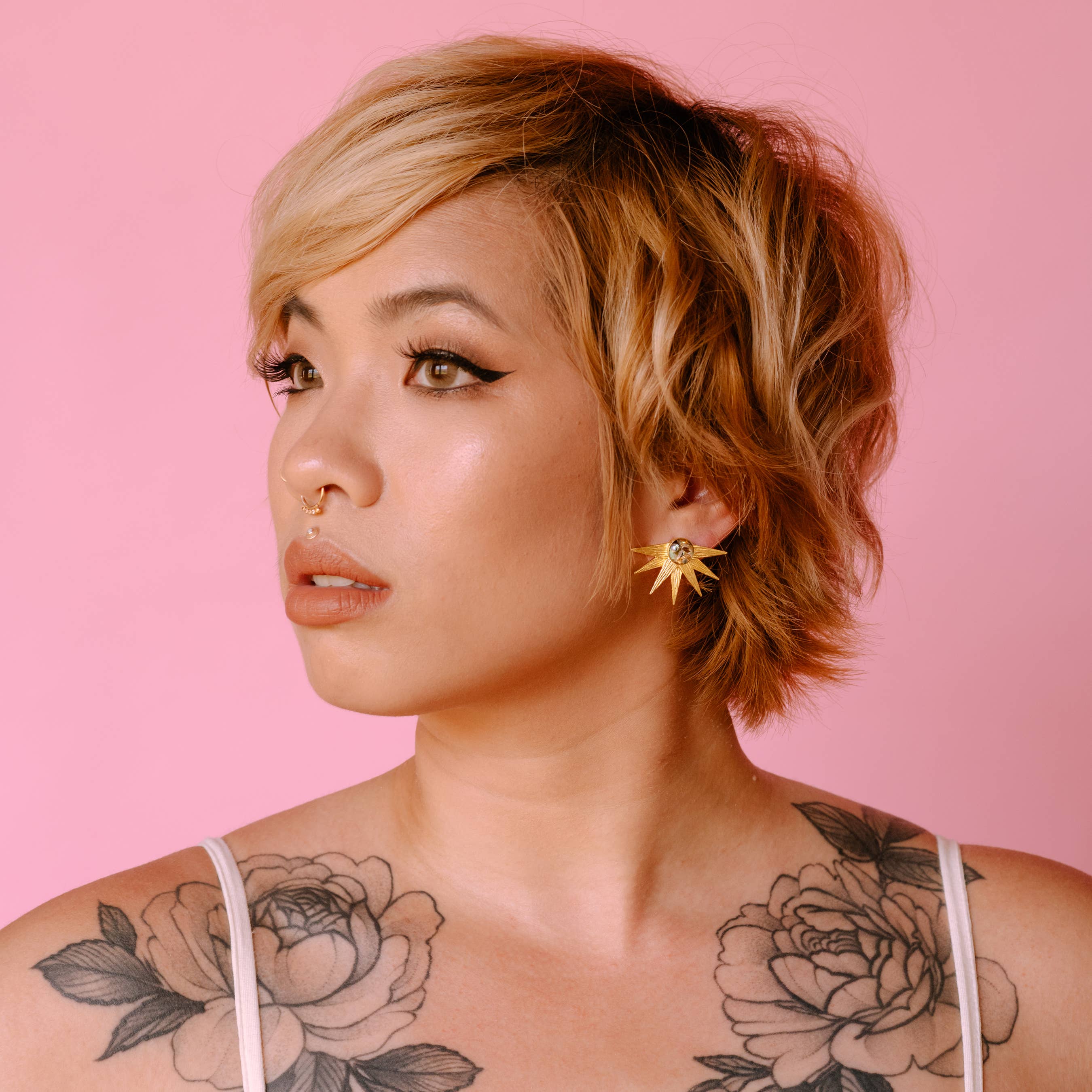 Cameoko - Vendita all'ingrosso Orecchini a bottone - Sunshine - Orecchini con gemma schiacciata1