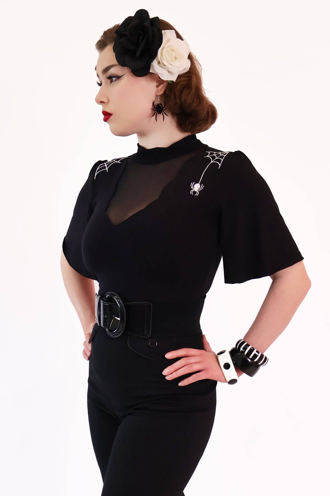 BONSAI KITTEN – wholesale Blouse – Women’s – Venom Embroidered Spider Web Top3