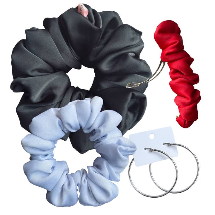 DeNob BlackMix 4in1 Handmade Matt Satin Hair Accessories Set for wholesale by DeNob creations