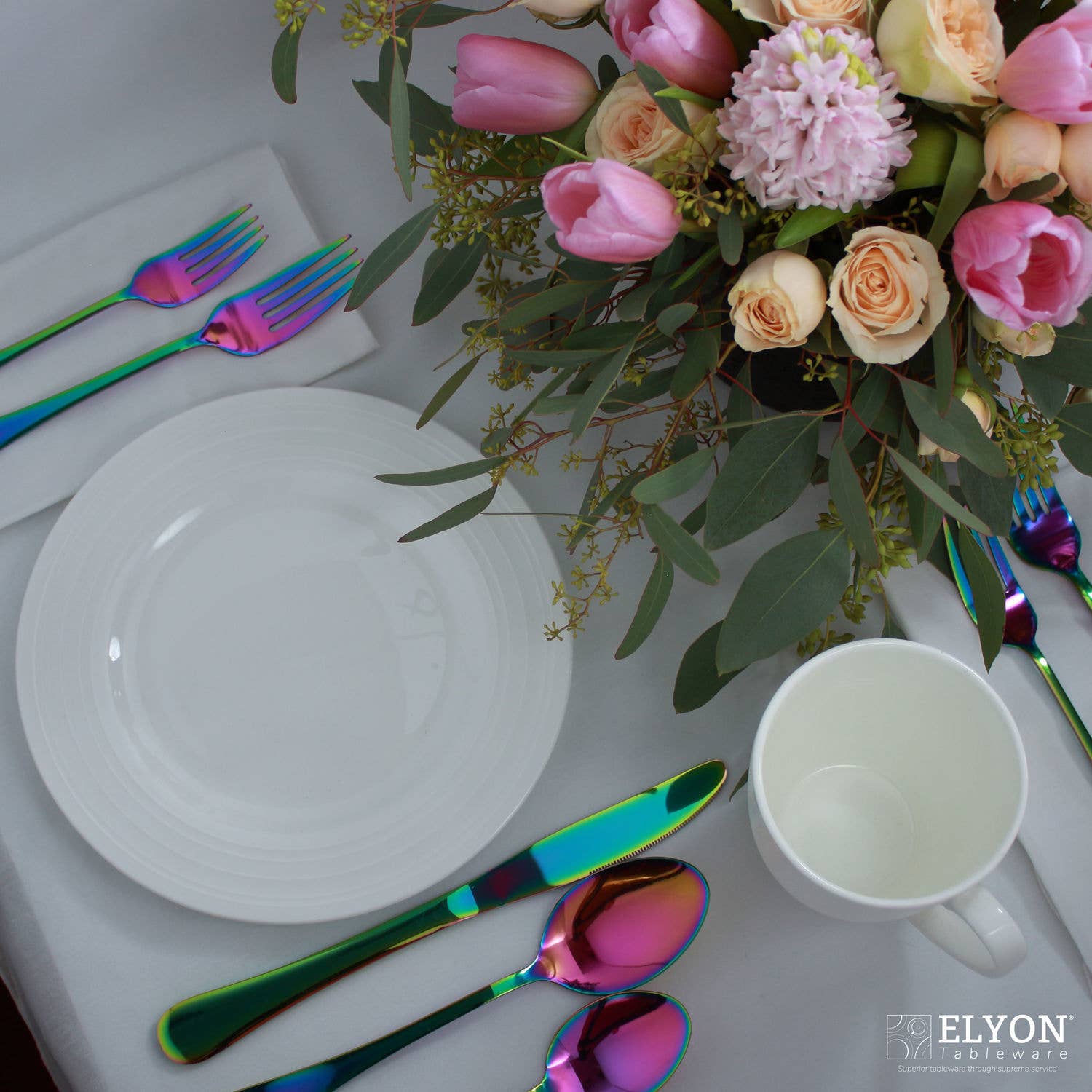 Elyon Tableware® - Wholesale Flatware Set - 20-Piece Colored Flatware Set Stainless Steel Service for 414