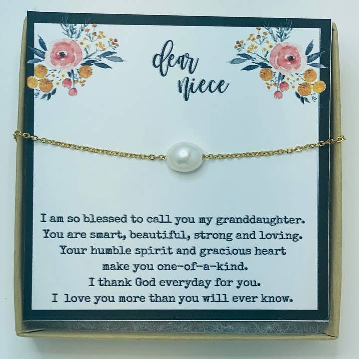 Little Happies Co - Wholesale Beaded/Pearl Necklace - Gift for niece, gift from aunt to niece, niece birthday gift, niece aunt gift, Christmas gift for niece, best niece, niece necklace