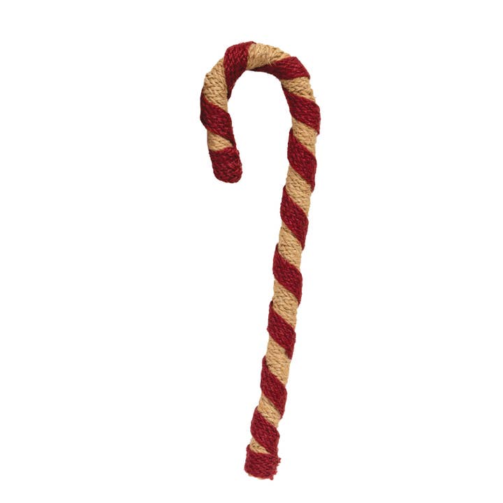 Red & Natural Jute Candy Cane, Medium for wholesale by The Hearthside Collection