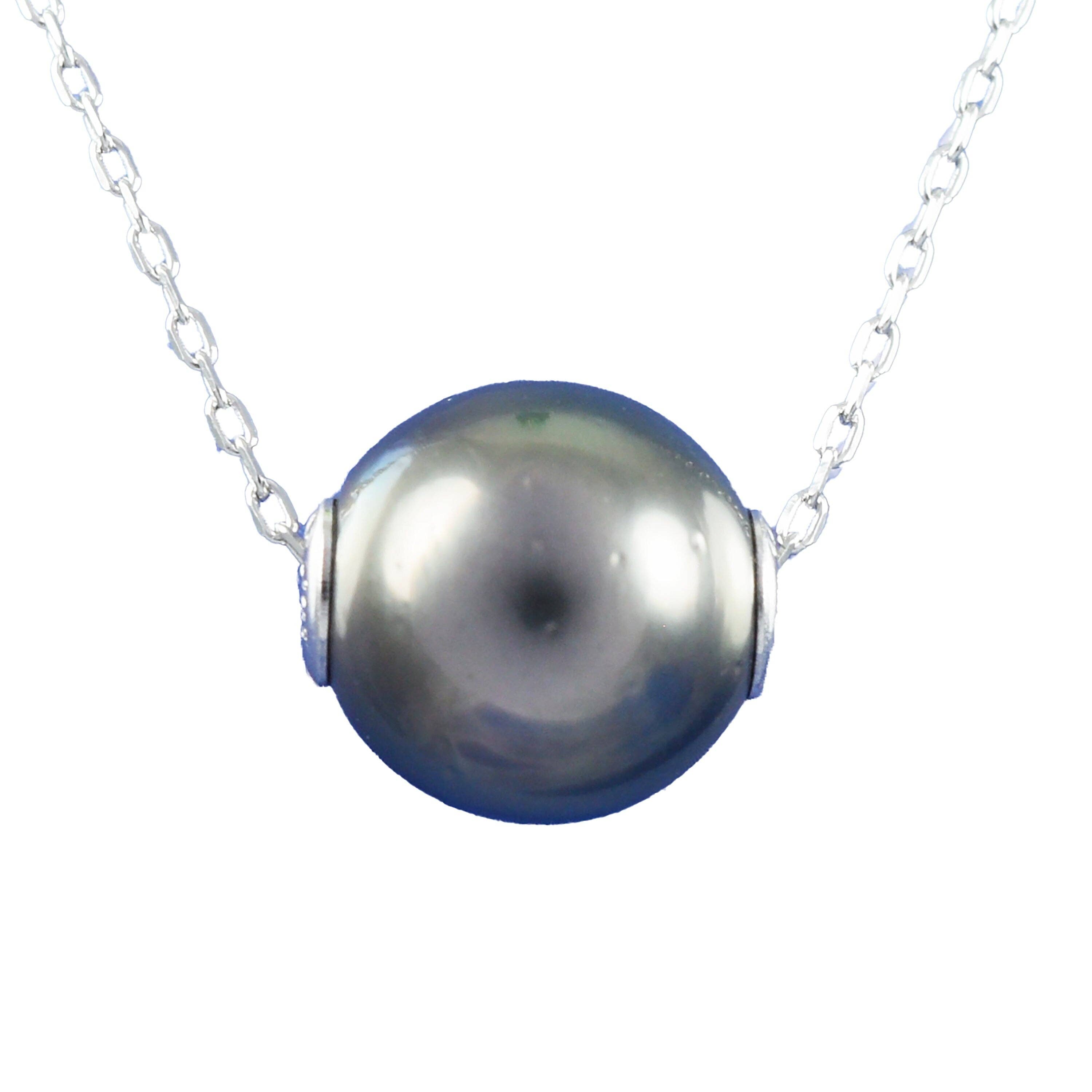 Paradise Treasures Jewelry - Wholesale Pendant/Charm Necklace - Hawaiian Genuine Black Tahitian Pearl Necklace, Sterling Silver Floating Tahitian Pearl Necklace, Christmas Anniversary Birthday Mom Gift2