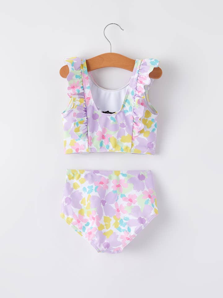 Rylee Faith Designs - Wholesale Two Piece Swimsuit - Kids - "Purple Flowers" Girls' Boutique Swimsuit