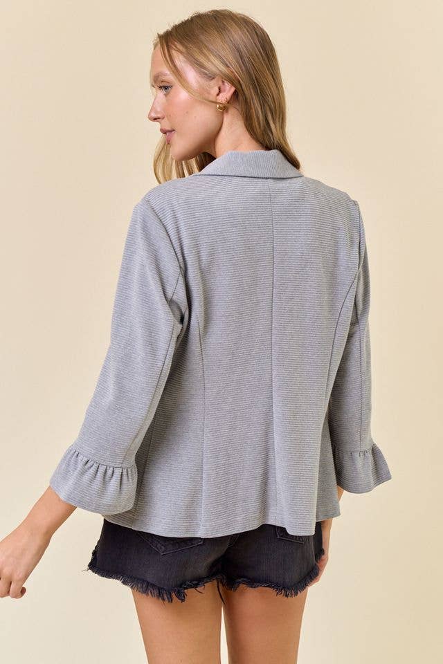 Doe and Rae - Vente Blazer – femme - Blazer uni à manches 3/4 volantées - 9335J-18