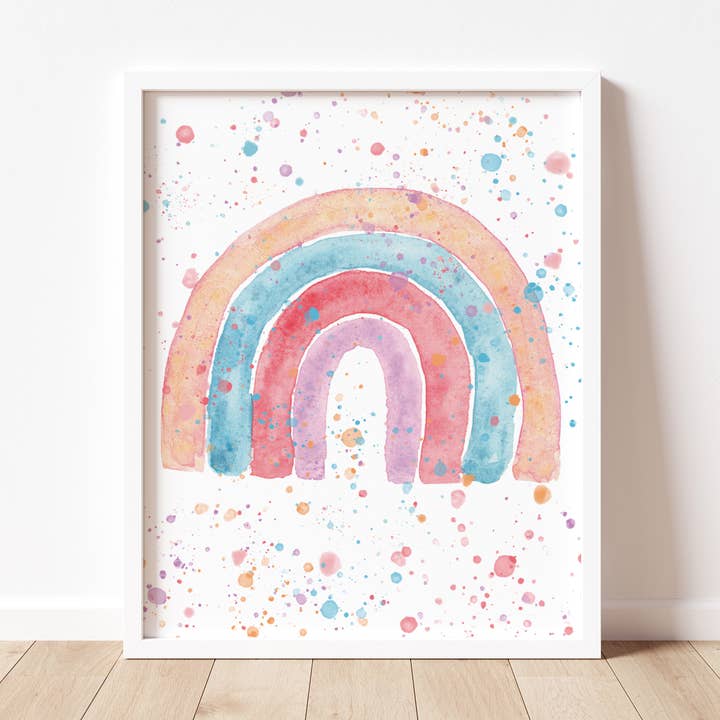 Simple Watercolor Rainbow, 8x10 Print for wholesale by mad paperie