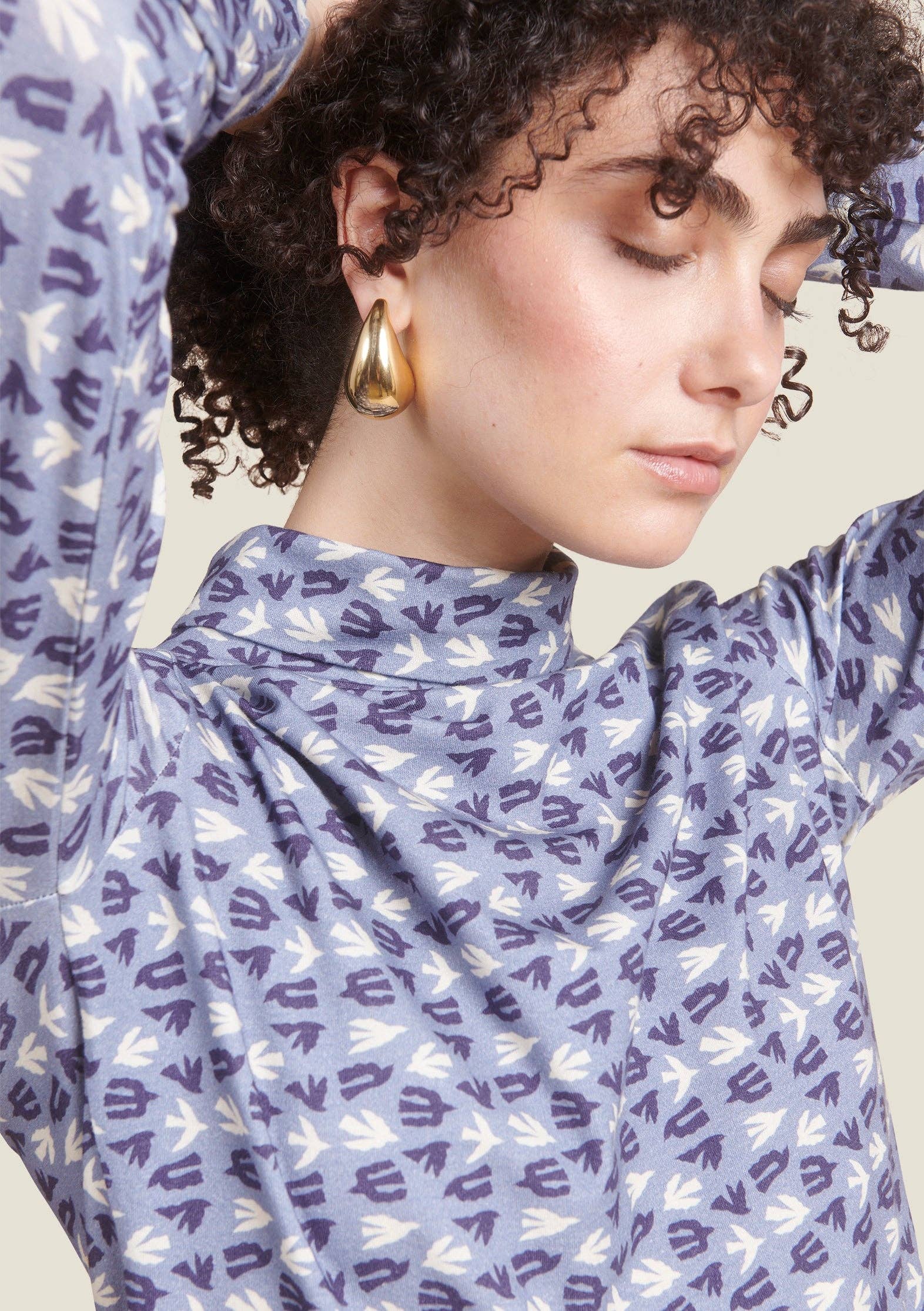 MADE IN SENS - Wholesale Knit Top - Women's - TECRO ENVOL BLUE TURTLENECK2